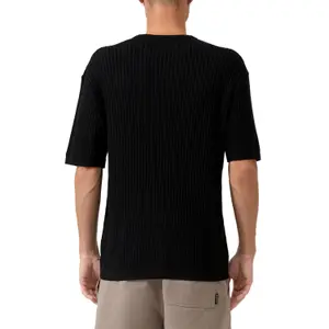 Mesh and Linen Blend T-shirt QS image-5
