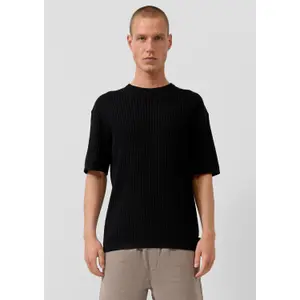 Mesh and Linen Blend T-shirt QS image-6