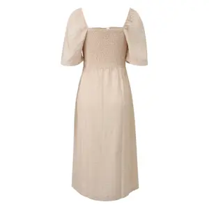 Women’s Square Neck Smocked Mid-Calf Dress QS image-1