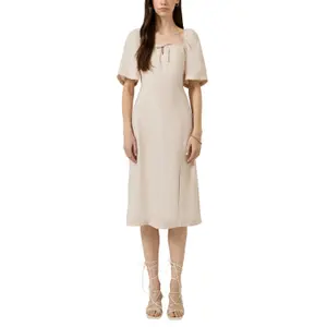Women’s Square Neck Smocked Mid-Calf Dress QS image-2