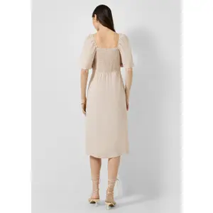 Women’s Square Neck Smocked Mid-Calf Dress QS image-4