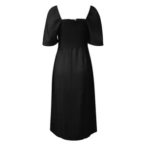 Women’s Square Neck Smocked Mid-Calf Dress QS image-1