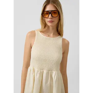 Long Smock Bodice Gingham Dress Women QS image-3
