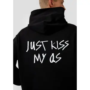 Hooded Sweatshirt with Lining and Kangaroo Pocket QS image-3