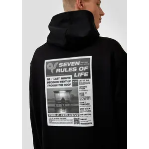Hooded Sweatshirt with Lining and Kangaroo Pocket QS image-3