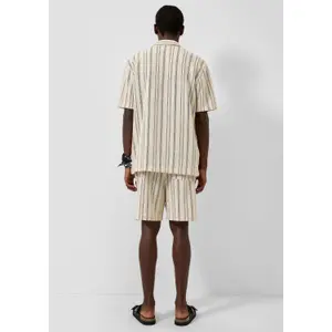 Striped Cotton Blend Shirt with Collar QS image-4