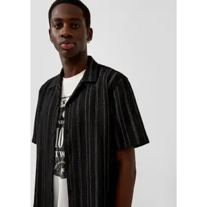 Striped Button-Down Shirt Relaxed Fit QS image-3