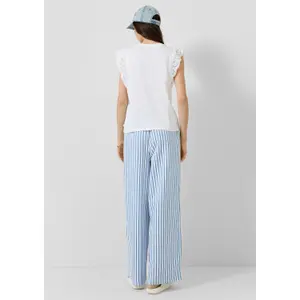 Women's Striped Light Seersucker Wide-Leg Trousers QS image-4
