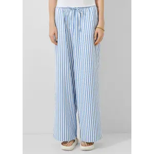 Women's Striped Light Seersucker Wide-Leg Trousers QS image-6