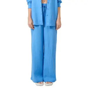 Wide Lightweight Chiffon Trouser with Elasticated Waist Women QS image-2