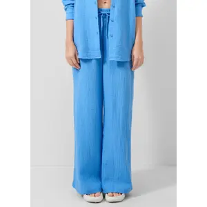 Wide Lightweight Chiffon Trouser with Elasticated Waist Women QS image-6