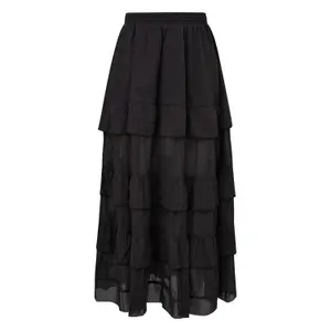 Bohemian Style Women's Flared Midi Skirt with Ruffles QS image-0