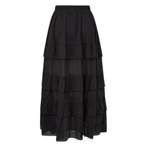 Bohemian Style Women's Flared Midi Skirt with Ruffles QS image-1