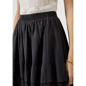 Bohemian Style Women's Flared Midi Skirt with Ruffles QS image-3