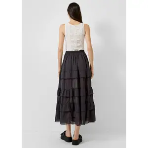 Bohemian Style Women's Flared Midi Skirt with Ruffles QS image-4