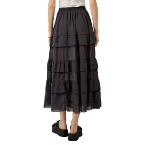 Bohemian Style Women's Flared Midi Skirt with Ruffles QS image-5