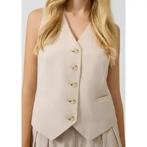 Women's Linen Blend Gilet QS image-3