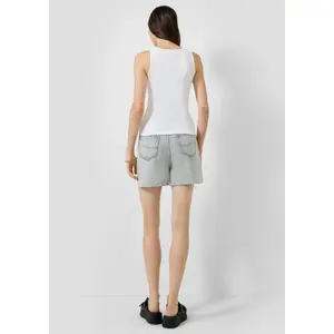 Camiseta de tirantes acanalada con estampado delantero mujer QS image-4