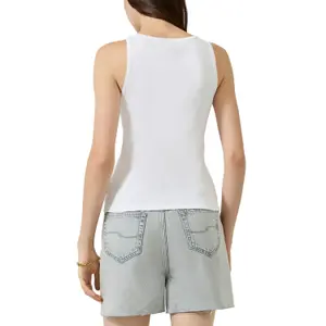 Camiseta de tirantes acanalada con estampado delantero mujer QS image-5
