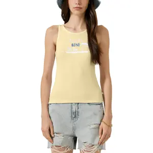 Camiseta de tirantes acanalada con estampado delantero mujer QS image-2