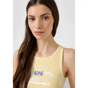 Camiseta de tirantes acanalada con estampado delantero mujer QS image-3