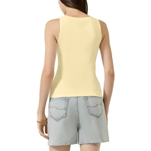 Camiseta de tirantes acanalada con estampado delantero mujer QS image-5