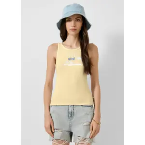 Camiseta de tirantes acanalada con estampado delantero mujer QS image-6