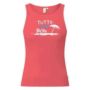 Camiseta de tirantes acanalada con estampado delantero mujer QS image-0