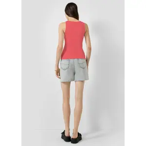 Camiseta de tirantes acanalada con estampado delantero mujer QS image-4