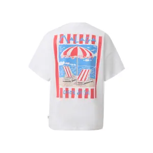 T-shirt oversize z nadrukiem z tyłu damski QS image-1