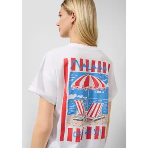 T-shirt oversize z nadrukiem z tyłu damski QS image-3