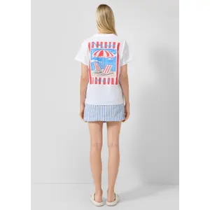 T-shirt oversize z nadrukiem z tyłu damski QS image-4