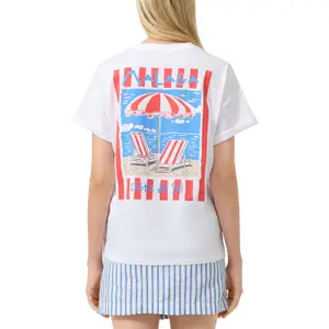 T-shirt oversize z nadrukiem z tyłu damski QS image-5