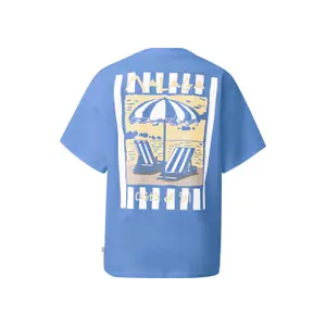 T-shirt oversize z nadrukiem z tyłu damski QS image-1