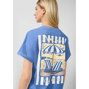 T-shirt oversize z nadrukiem z tyłu damski QS image-3