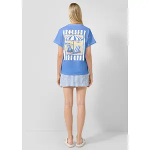 T-shirt oversize z nadrukiem z tyłu damski QS image-4