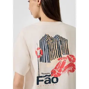T-shirt oversize z nadrukiem z tyłu damski QS image-3