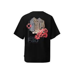 T-shirt oversize z nadrukiem z tyłu damski QS image-1