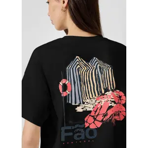 T-shirt oversize z nadrukiem z tyłu damski QS image-3