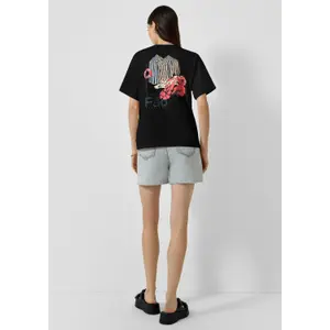 T-shirt oversize z nadrukiem z tyłu damski QS image-4