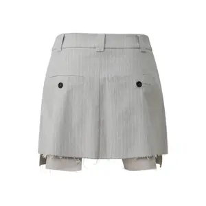 Women's Thin Striped Pleated Mini Skirt QS image-1