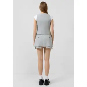 Women's Thin Striped Pleated Mini Skirt QS image-4