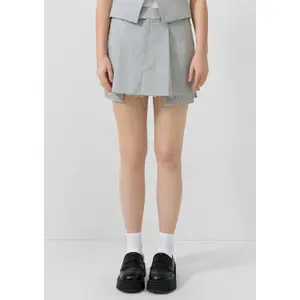 Women's Thin Striped Pleated Mini Skirt QS image-6