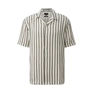 Striped Crochet Texture Knit Shirt QS image-0