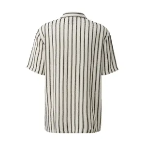 Striped Crochet Texture Knit Shirt QS image-1