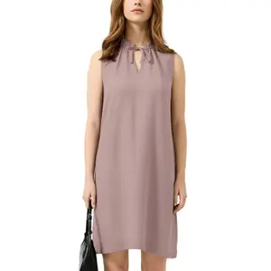Viscose Blend Dress with Neck Tie Women QS image-2