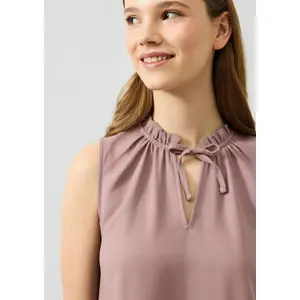 Viscose Blend Dress with Neck Tie Women QS image-3