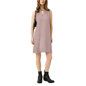 Viscose Blend Dress with Neck Tie Women QS image-6