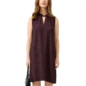 Viscose Blend Dress with Neck Tie Women QS image-2