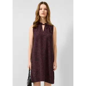 Viscose Blend Dress with Neck Tie Women QS image-6
